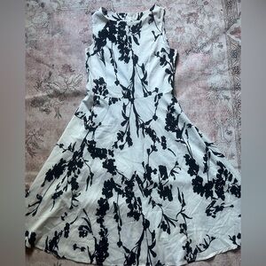 Black and White Halter A-Line Midi Dress